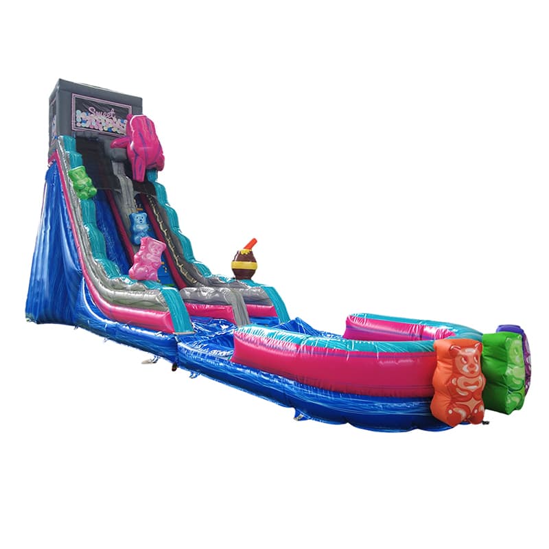 Custom Gummy Bear Themed Inflatable Water Slide with Detachable Pool